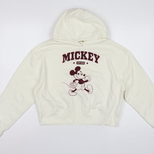 Primark Girls Ivory Mickey Mouse Graphic Pullover Hoodie 11-12 Years