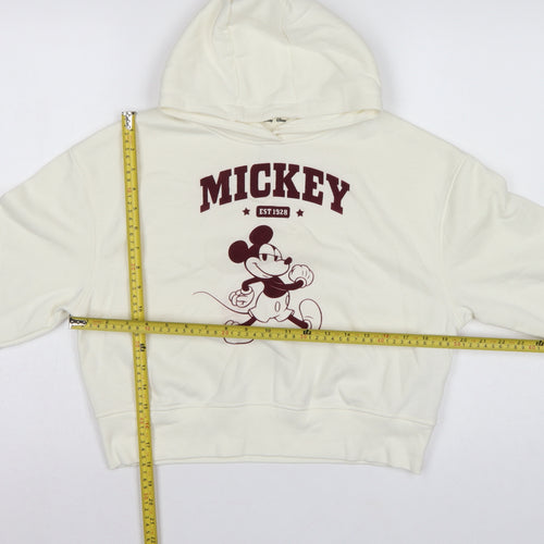 Primark Girls Ivory Mickey Mouse Graphic Pullover Hoodie 11-12 Years