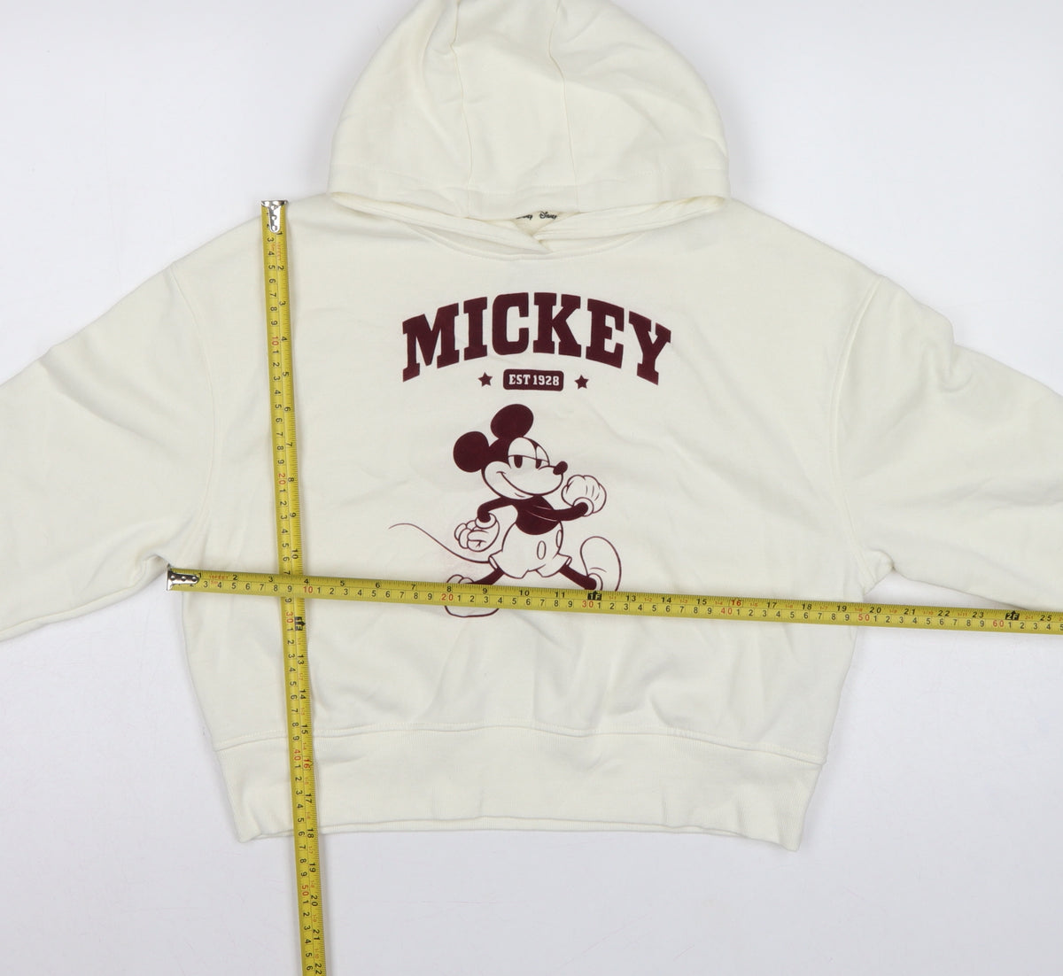 Primark Girls Ivory Mickey Mouse Graphic Pullover Hoodie 11-12 Years