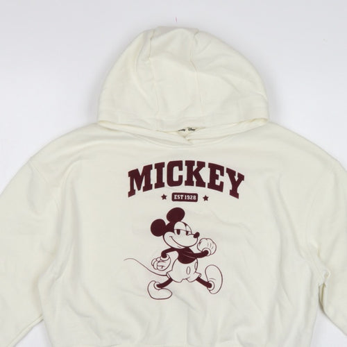 Primark Girls Ivory Mickey Mouse Graphic Pullover Hoodie 11-12 Years