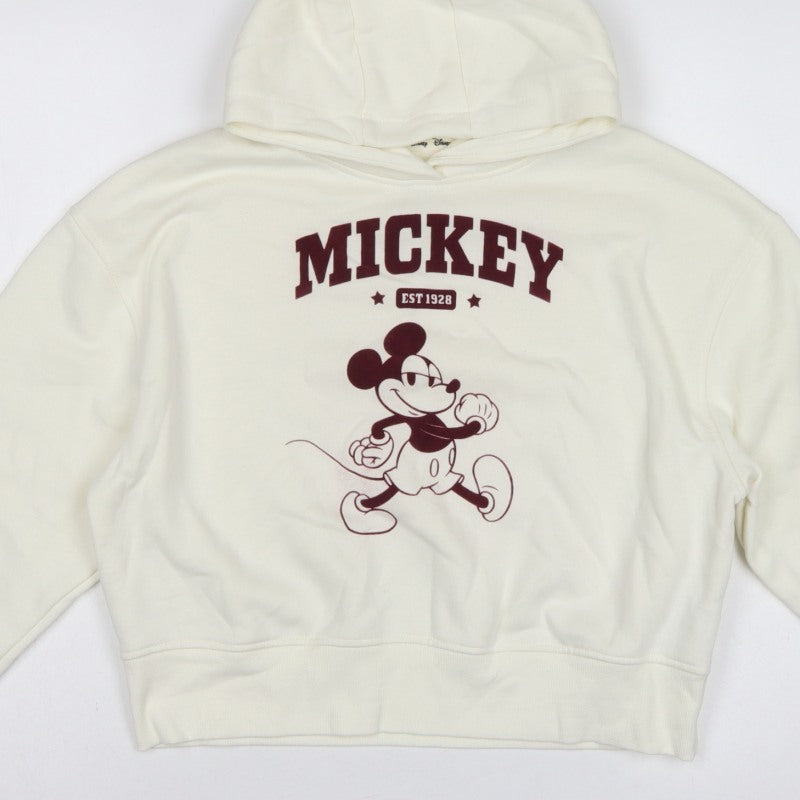 Primark Girls Ivory Mickey Mouse Graphic Pullover Hoodie 11-12 Years