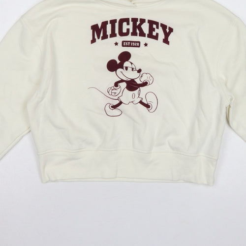 Primark Girls Ivory Mickey Mouse Graphic Pullover Hoodie 11-12 Years