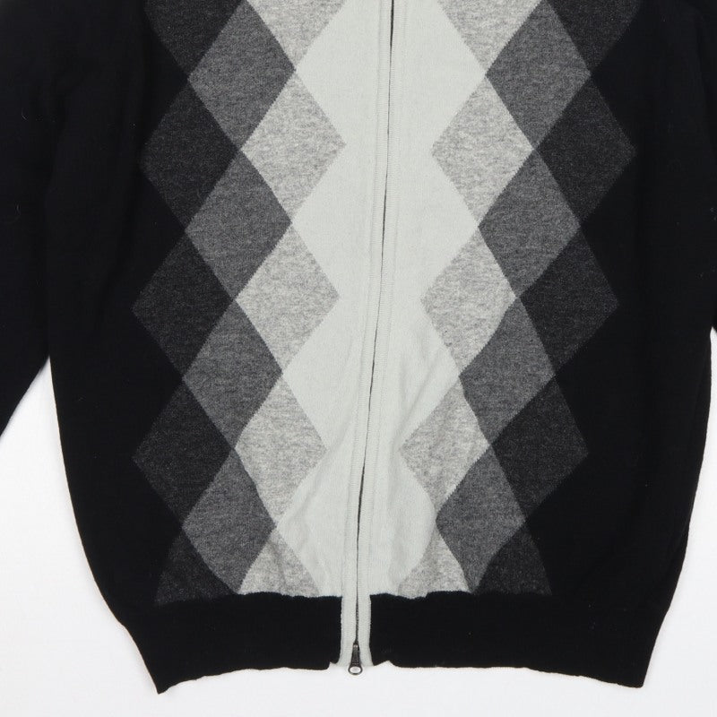 Additional view of Concrete Men’s Black Grey Argyle Full Zip Wool Jumper XL
