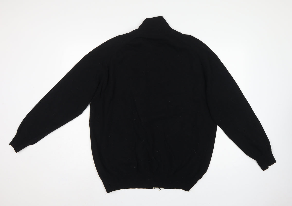 Brand and care label for Concrete Men’s Black Grey Argyle Full Zip Wool Jumper XL