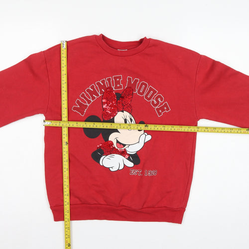 George Girls Red Minnie Mouse Sequin Sweatshirt 12-13 Years Pullover