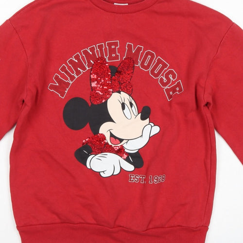 George Girls Red Minnie Mouse Sequin Sweatshirt 12-13 Years Pullover