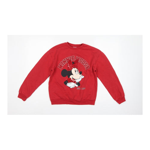 George Girls Red Minnie Mouse Sequin Sweatshirt 12-13 Years Pullover