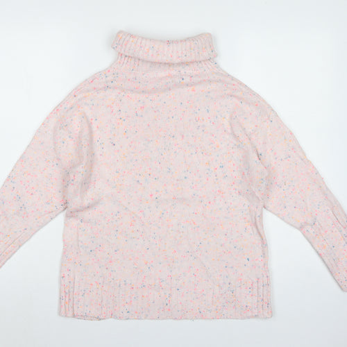 Oliver Bonas Women Pink Speckled Roll Neck Jumper UK 8 Long Sleeve Knit