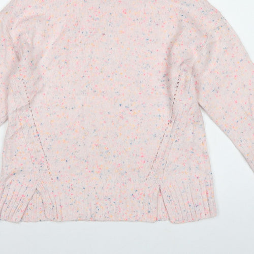 Oliver Bonas Women Pink Speckled Roll Neck Jumper UK 8 Long Sleeve Knit