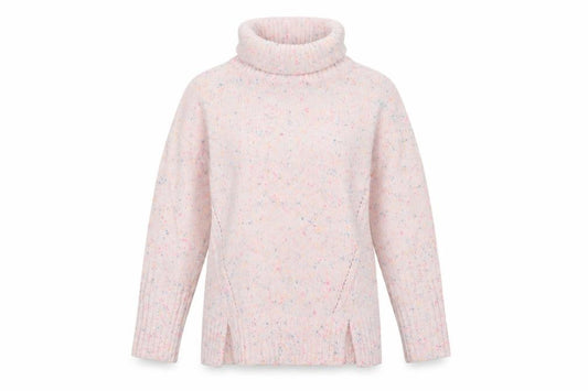 Oliver Bonas Women Pink Speckled Roll Neck Jumper UK 8 Long Sleeve Knit