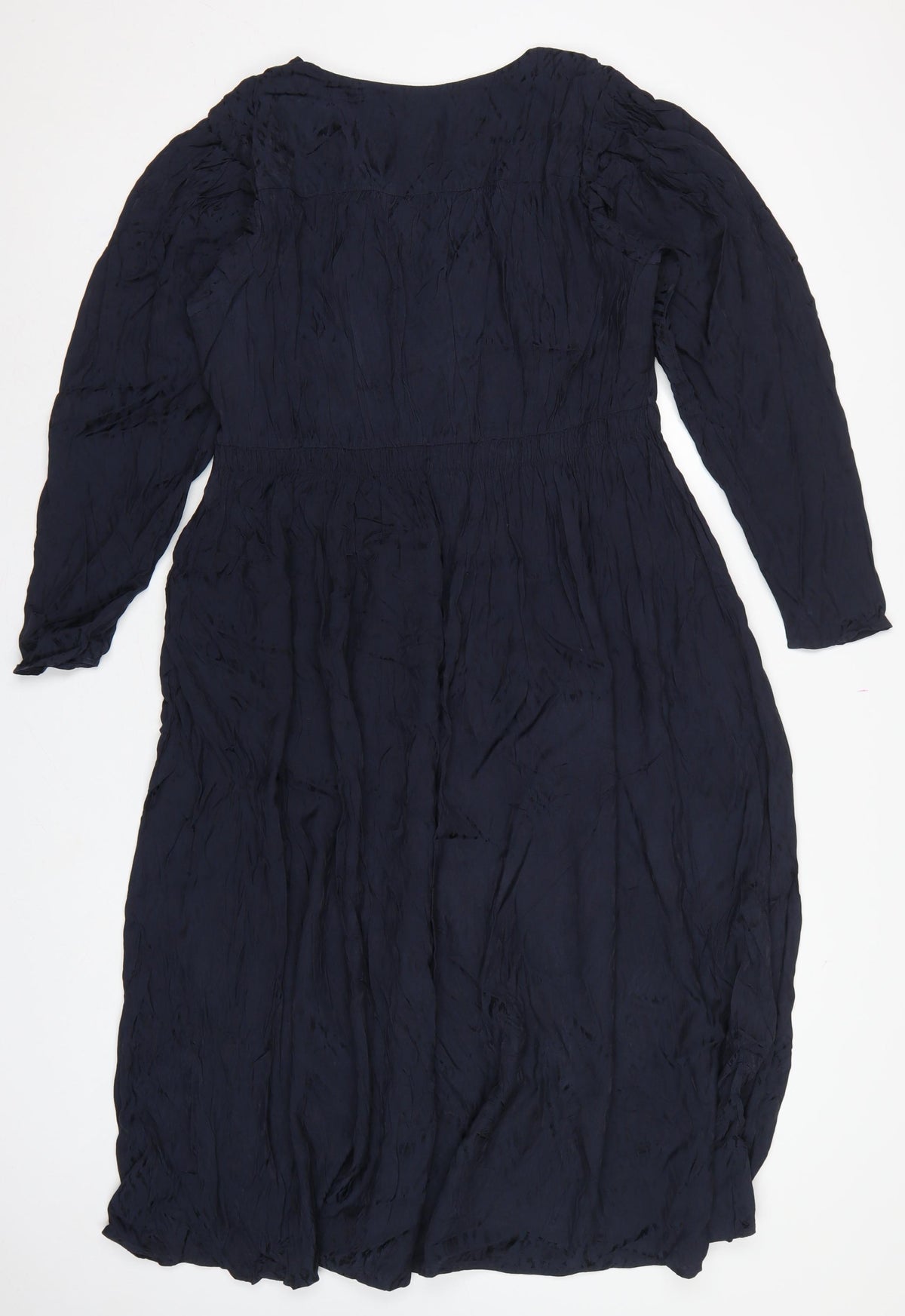 Marks and Spencer Women Navy Blue UK 16 Maxi V-Neck Smocked Dress