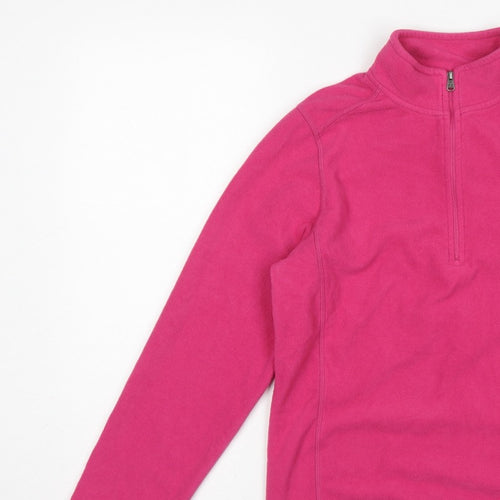 Tog24 Women's Pink UK 10-12 Pullover 1/4 Zip Fleece Sweatshirt