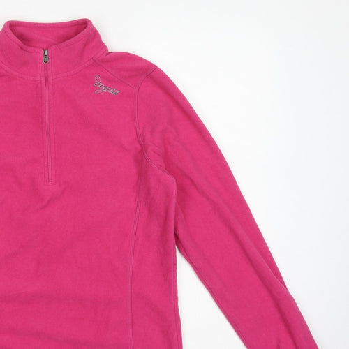 Tog24 Women's Pink UK 10-12 Pullover 1/4 Zip Fleece Sweatshirt