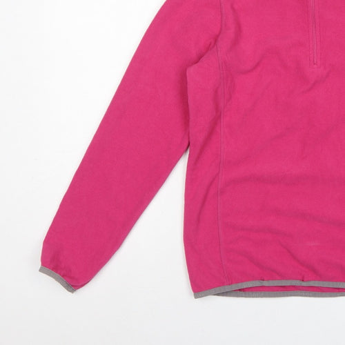 Tog24 Women's Pink UK 10-12 Pullover 1/4 Zip Fleece Sweatshirt