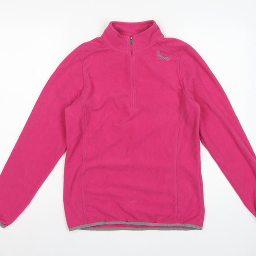 Tog24 Women's Pink UK 10-12 Pullover 1/4 Zip Fleece Sweatshirt
