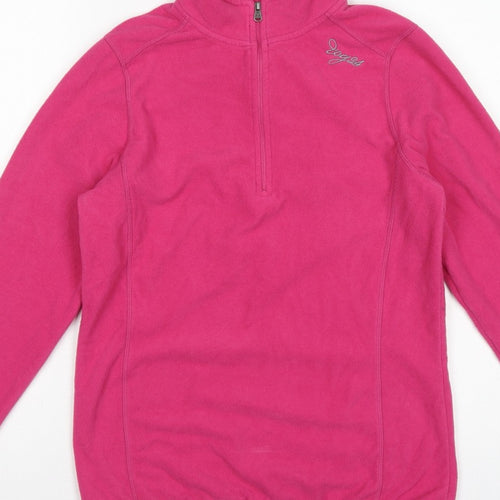Tog24 Women's Pink UK 10-12 Pullover 1/4 Zip Fleece Sweatshirt