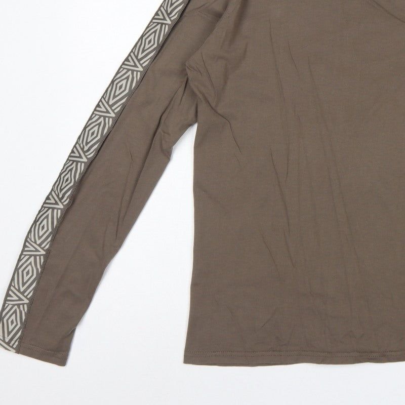 Umbro Men's Brown M Long Sleeve Crew Neck Geometric Logo T-Shirt