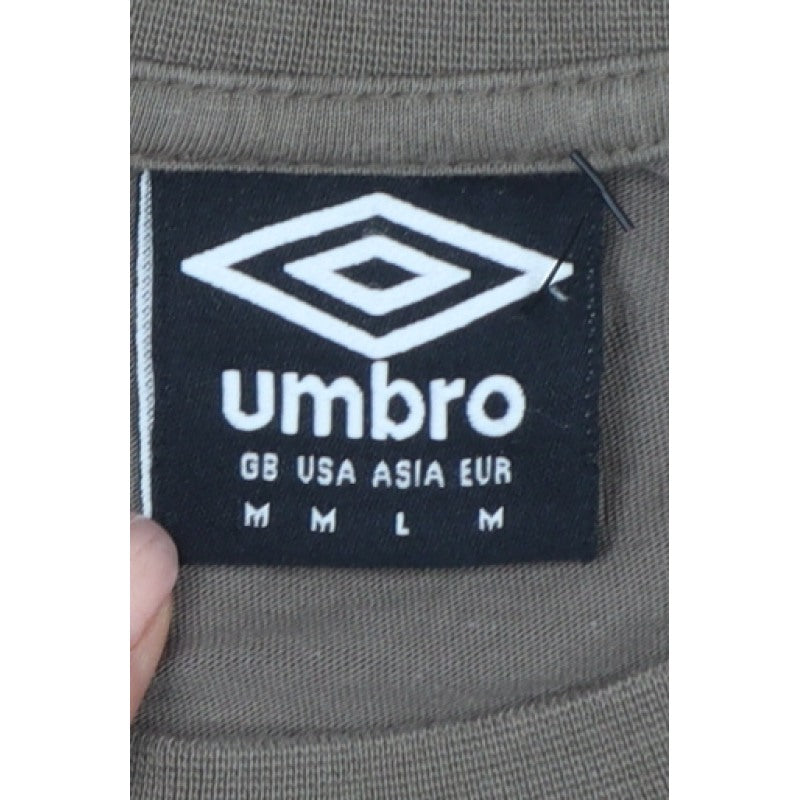 Umbro Men's Brown M Long Sleeve Crew Neck Geometric Logo T-Shirt