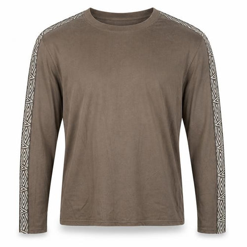 Umbro Men's Brown M Long Sleeve Crew Neck Geometric Logo T-Shirt
