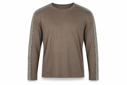 Umbro Men's Brown M Long Sleeve Crew Neck Geometric Logo T-Shirt