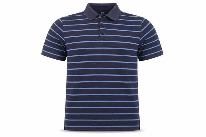 Uniqlo Men's Blue Striped L Short Sleeve Cotton Blend Polo Shirt