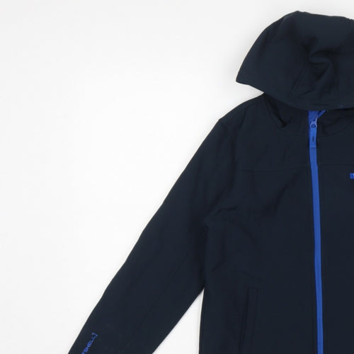 Mountain Warehouse Boys Black 11-12 Years Softshell Hooded Jacket