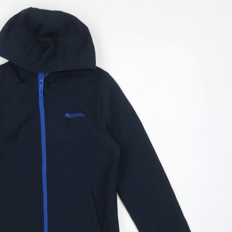 Mountain Warehouse Boys Black 11-12 Years Softshell Hooded Jacket