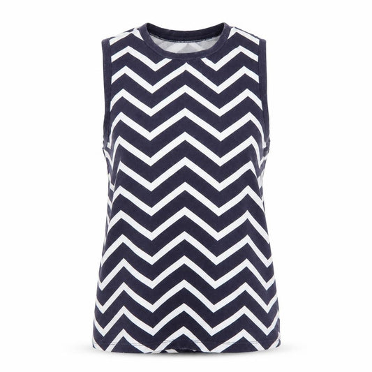 Lauren Ralph Lauren Women Blue White XS Chevron Jersey Tank Top