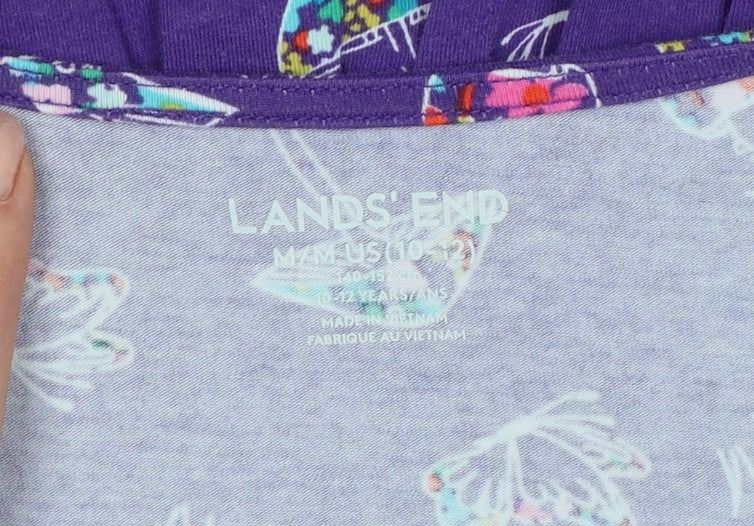 Additional view of Lands' End Teens Purple Mushroom Print Long Sleeve Ruffle Tunic, size 10