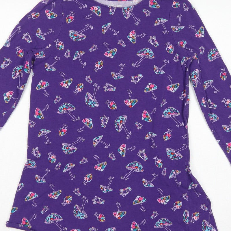 Additional view of Lands' End Teens Purple Mushroom Print Long Sleeve Ruffle Tunic, size 10