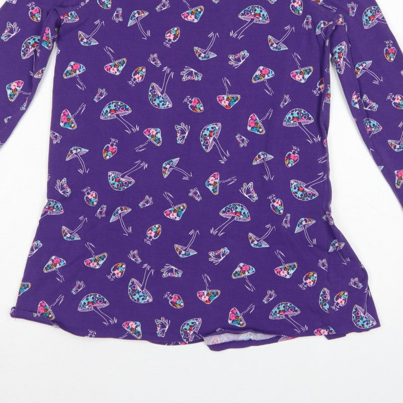 Additional view of Lands' End Teens Purple Mushroom Print Long Sleeve Ruffle Tunic, size 10