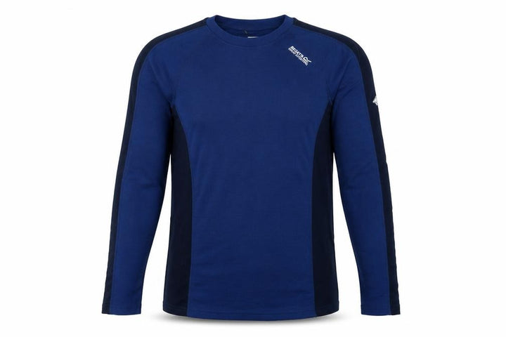Regatta Men’s Blue Black L Long Sleeve Outdoor Wool Blend T-Shirt