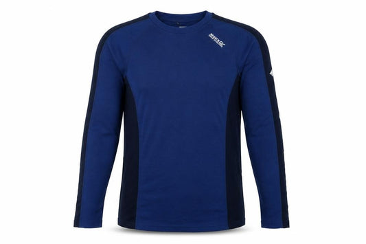Regatta Men’s Blue Black L Long Sleeve Outdoor Wool Blend T-Shirt