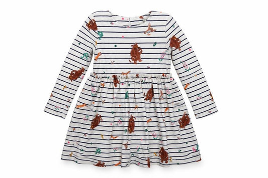 Joules Girls Multicoloured 6 Years Gruffalo Striped Fit & Flare Dress