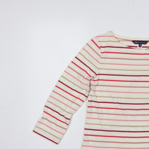 Crew Clothing Company Women’s Ivory Stripe Jersey Top UK 10 3/4 Sleeve