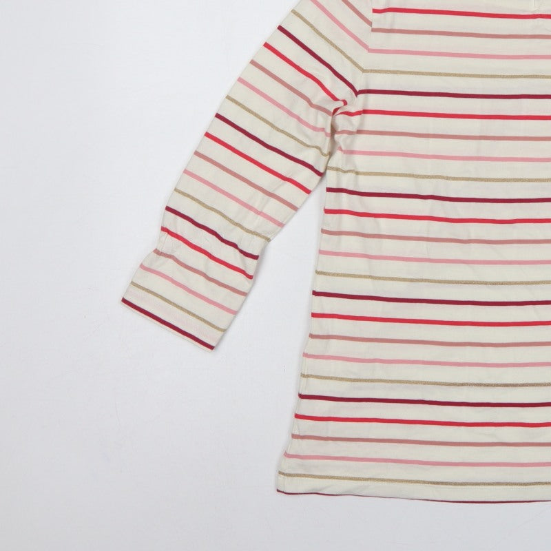 Crew Clothing Company Women’s Ivory Stripe Jersey Top UK 10 3/4 Sleeve
