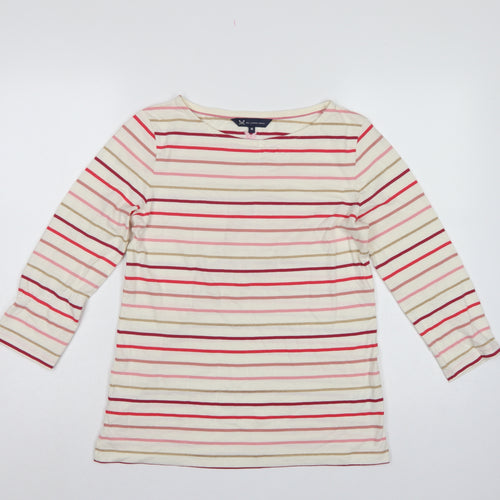 Crew Clothing Company Women’s Ivory Stripe Jersey Top UK 10 3/4 Sleeve