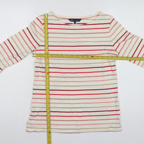 Crew Clothing Company Women’s Ivory Stripe Jersey Top UK 10 3/4 Sleeve