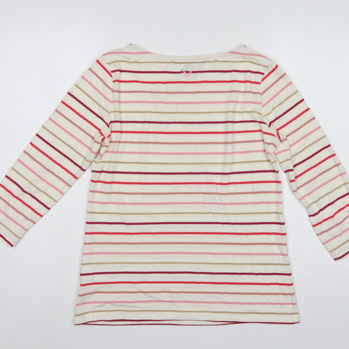 Crew Clothing Company Women’s Ivory Stripe Jersey Top UK 10 3/4 Sleeve