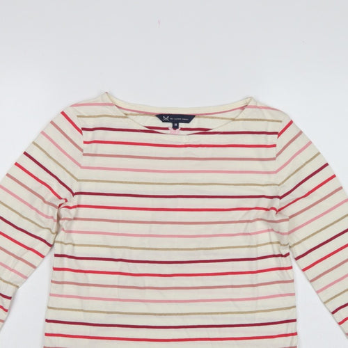 Crew Clothing Company Women’s Ivory Stripe Jersey Top UK 10 3/4 Sleeve