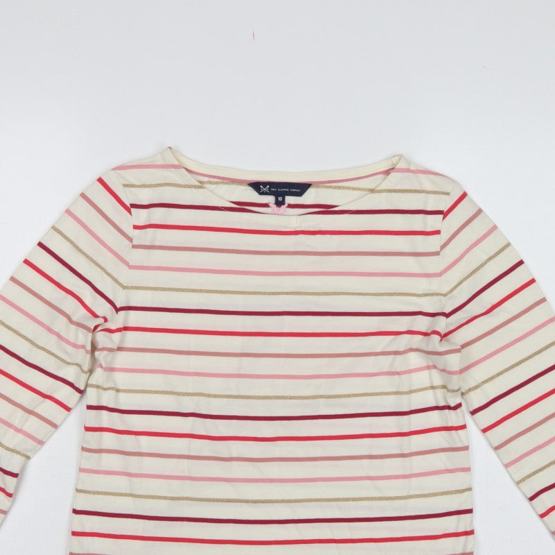 Crew Clothing Company Women’s Ivory Stripe Jersey Top UK 10 3/4 Sleeve