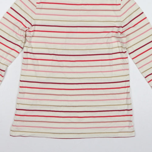 Crew Clothing Company Women’s Ivory Stripe Jersey Top UK 10 3/4 Sleeve