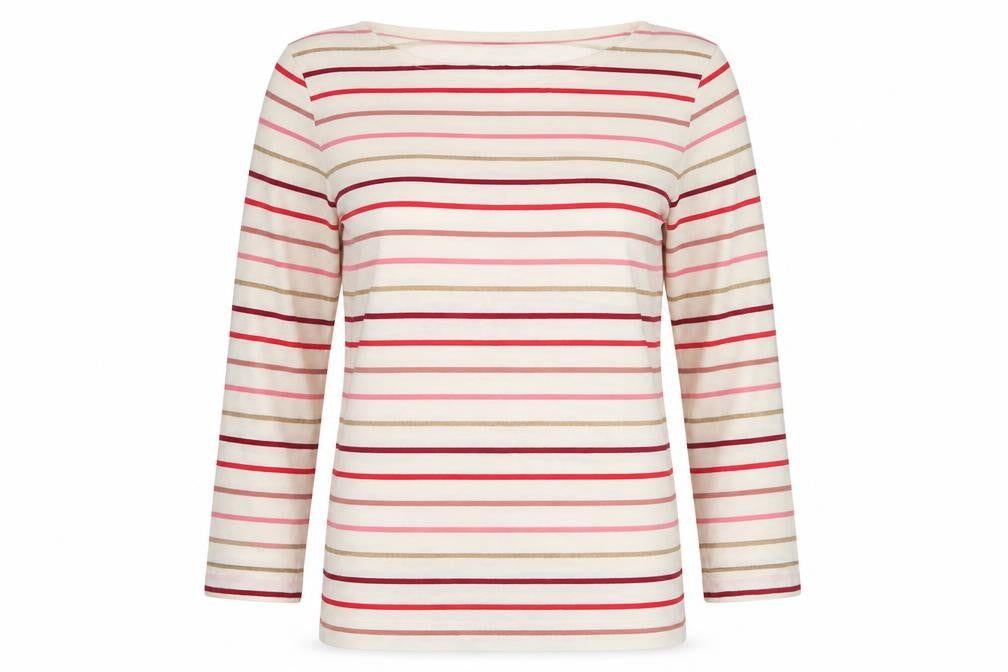 Crew Clothing Company Women’s Ivory Stripe Jersey Top UK 10 3/4 Sleeve