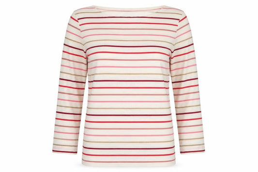 Crew Clothing Company Women’s Ivory Stripe Jersey Top UK 10 3/4 Sleeve