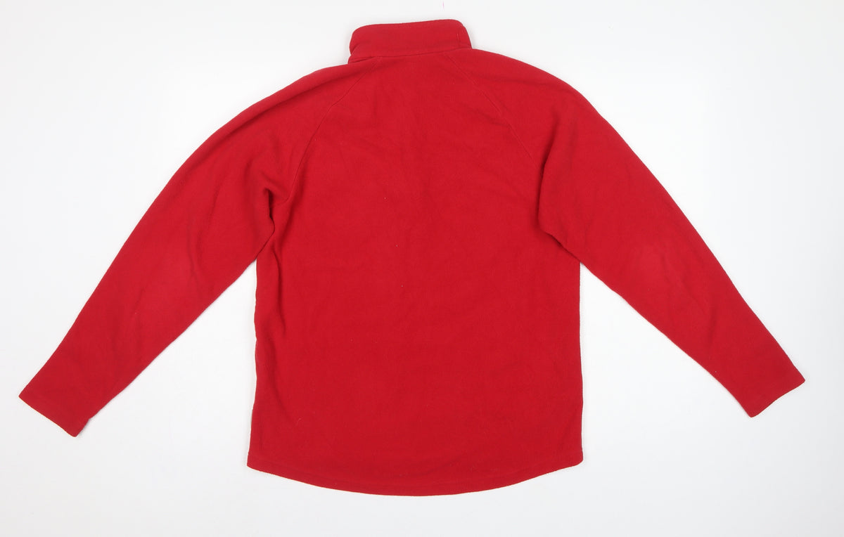 Brand and care label for Quechua Women's Red S Fleece 1/4 Zip Pullover Sweatshirt Hiking