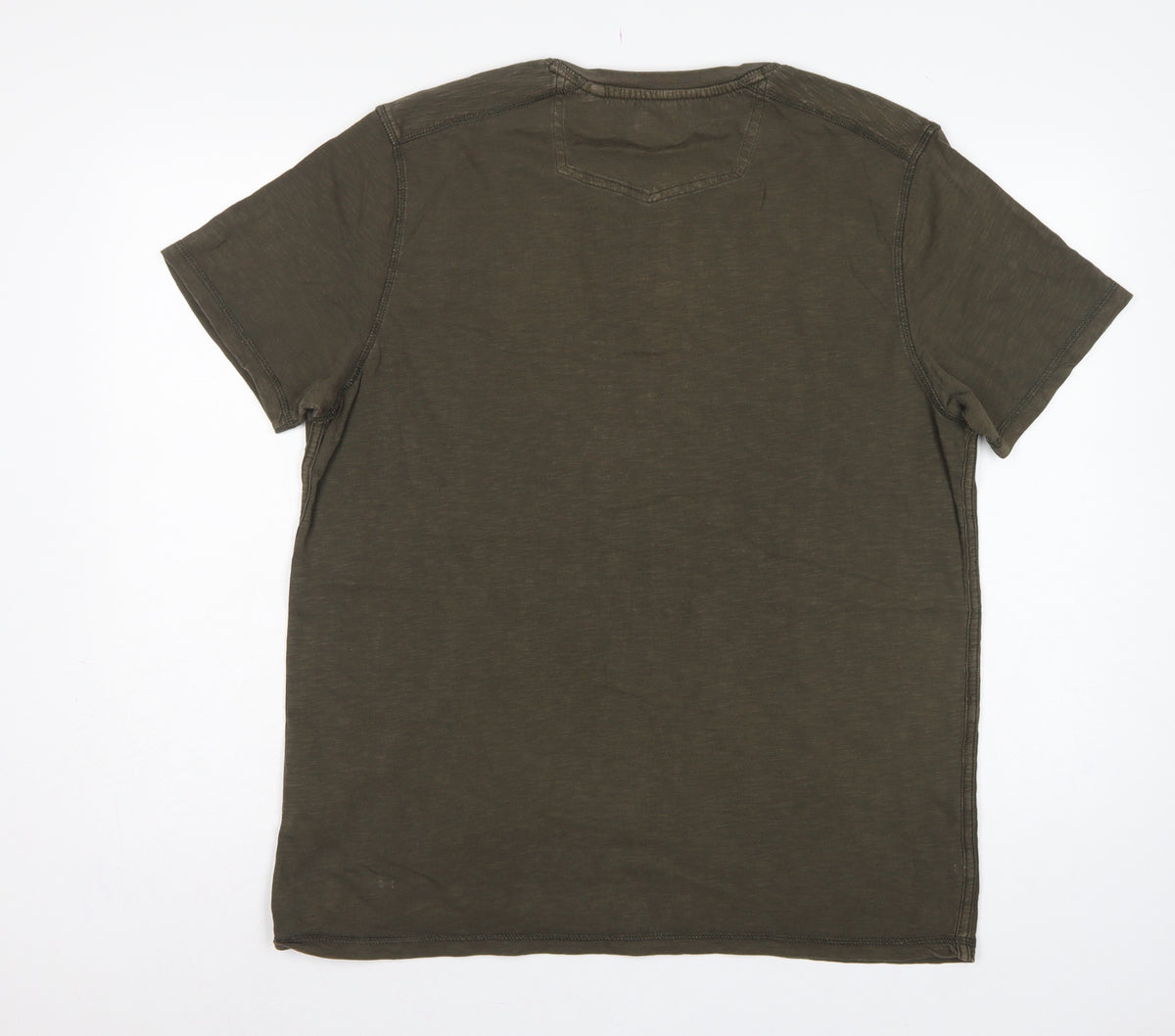 FatFace Men’s Green Cotton Henley T-Shirt Size L Short Sleeve