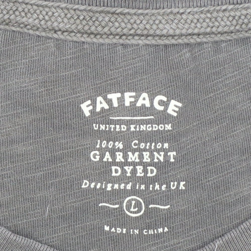 FatFace Men’s Green Cotton Henley T-Shirt Size L Short Sleeve