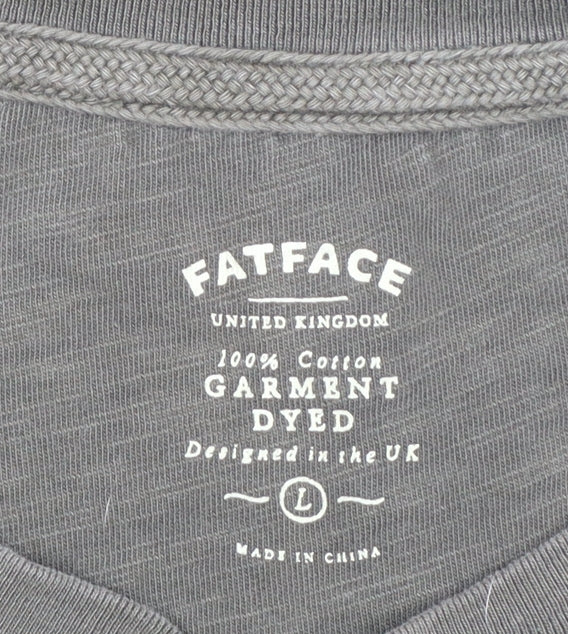 FatFace Men’s Green Cotton Henley T-Shirt Size L Short Sleeve