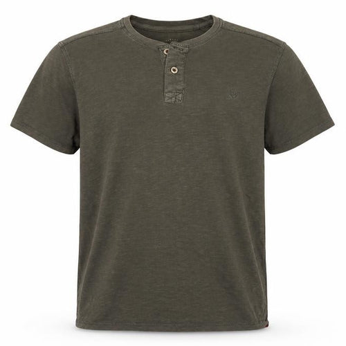 FatFace Men’s Green Cotton Henley T-Shirt Size L Short Sleeve