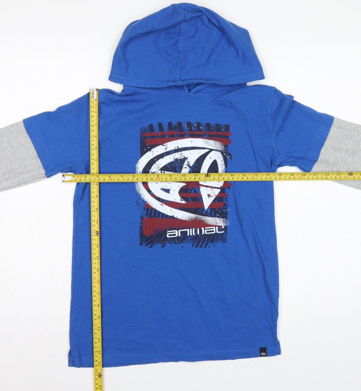 Animal Boys Blue Grey Logo Graphic Pullover Hoodie 13-14 Years